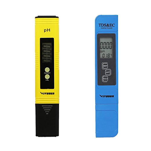 VIVOSUN pH & TDS Meter Combo, +/- 0.05ph High Accuracy Pen Type pH Meter & +/- 2% Readout Accuracy 3-in-1 TDS EC Temperature Meter