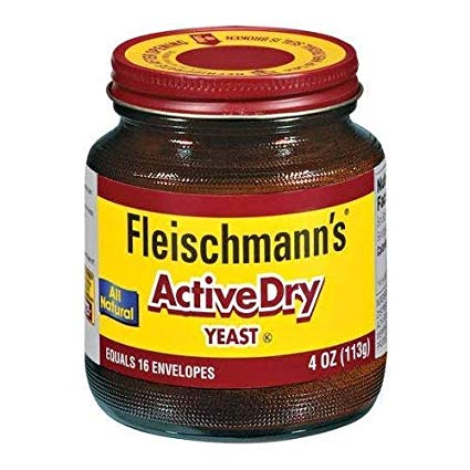 Fleischmann's Active Dry Yeast, The original active dry yeast, Equals 16 Envelopes, 4 oz Jar (Pack of 2)