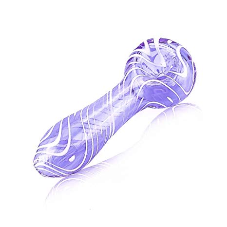 Adam Newest Unbreakable Portable 4-Inch Handmade Art Collection Glass Tube for Man Women Boys Girls Gift (Spiral Striped Light Purple)