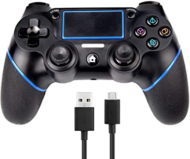 SADES PS4 Wireless Controller, C200 Gamepad DualShock 4 Console for Playstation 4 Touch Panel Joypad with Dual Vibration Game Remote Control Joystick with 3.5mm Jack, Include USB Cable