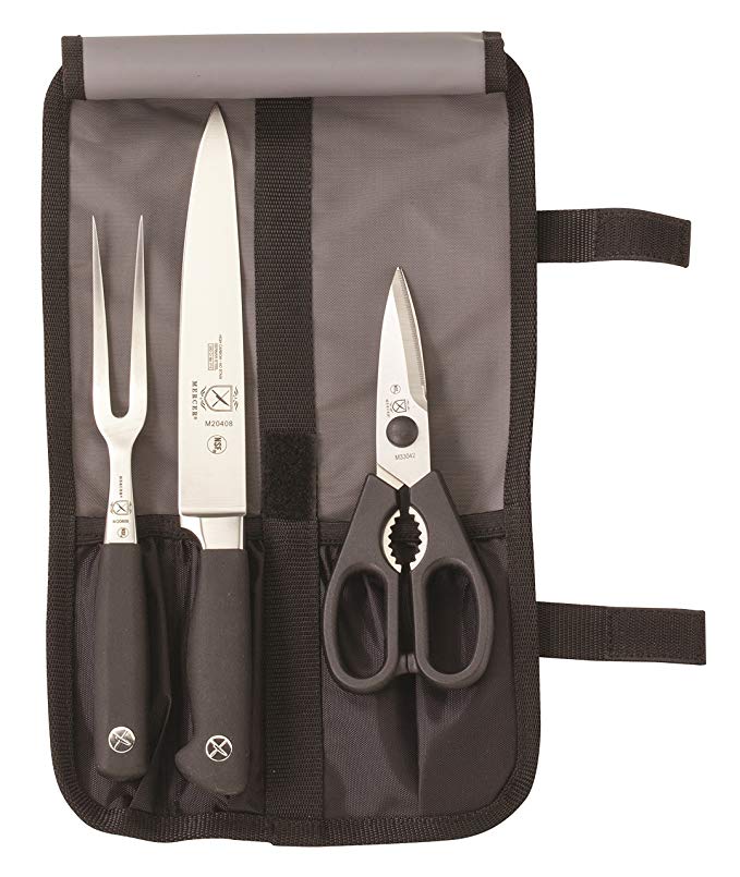 Mercer Culinary Genesis 4-Piece Forged Carving Set, Steel/Black