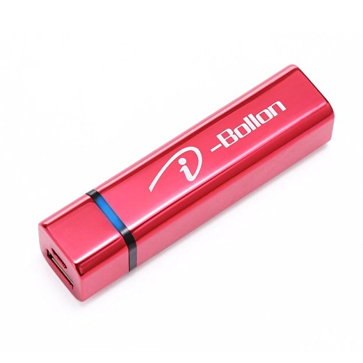 I-Bollon Mini 2600mAh Lipstick-Sized External Battery USB Universal Portable Power Bank for iPhone, Android and Other Smart Devices,(Red)