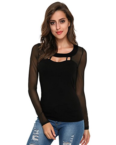 ZANZEA Women Sexy Clubwear Mesh Sheer See Through Long Sleeve Tops Shirts Blouse