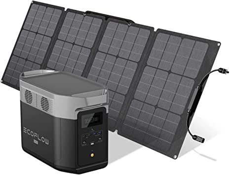 EF ECOFLOW Delta Max (1600) Solar Generator 1612Wh with 110W Solar Panel, 6 X 2000W (5000W Surge) AC Outlets, Portable Power Station for Home Backup Outdoors Camping RV Emergency