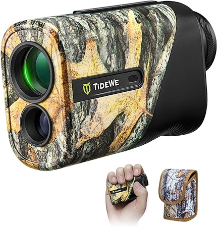 TIDEWE Hunting Rangefinder Mini with Rechargeable Battery, 875Y Laser Range Finder 6.5X Magnification, Distance/Angle/Speed/Scan Multi Functional Waterproof Rangefinder with Case (Leaf Camo)