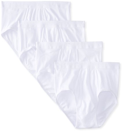 Dockers Men's 4 Pack Fly Front Full Rise Brief,White,36