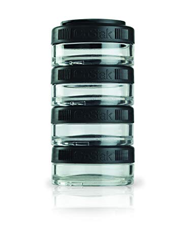 BlenderBottle GoStak Twist n' Lock Storage Jars, 40cc 4-Pak, Black