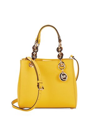Michael Kors Cynthia Small North South Leather Satchel