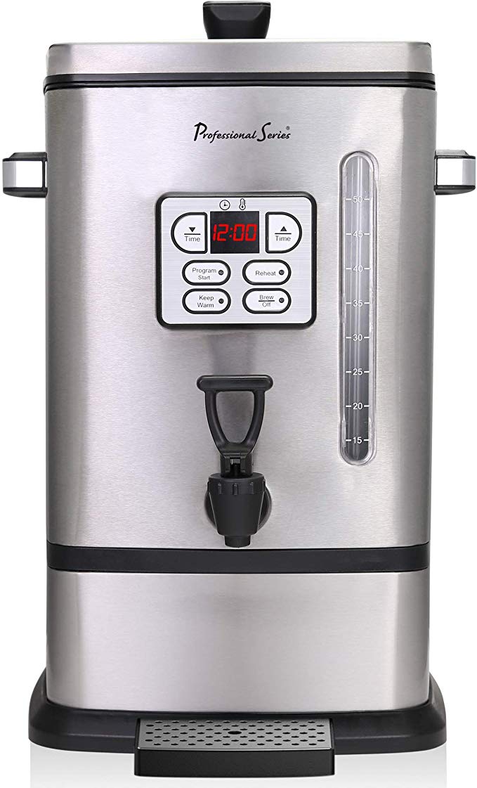 Continental Electric PS-SQ018 Professional Coffee Urn, 50 Cup, Stainless Steel