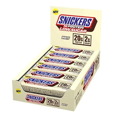 Snickers Bars - Low Sugar High Protein Bars- White Chocolate - 12x57g,12 Count (Pack of 1)