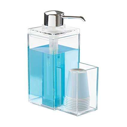 mDesign Mouthwash Dispenser Pump Caddy for Bathroom Vanity - Clear/Chrome