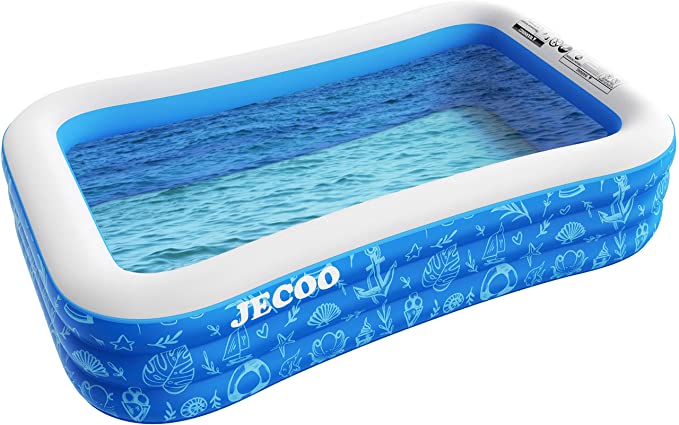 Jecoo Inflatable Pool, 118" X 72" X 22" Full-Size Family Inflatable Swimming Pool for Kids, Adults, Toddlers Blow Up Kiddie Pool for Ages 3 , Garden, Backyard, Outdoor, Summer Water Party