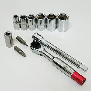 Garage.com ツーリング携帯用 1/4"ラチェットレンチ ソケット11点セット WHSDH072 [並行輸入品]