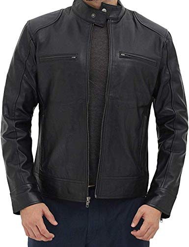 Mens Leather Jacket - Black Real Lambskin Leather Jackets for Mens