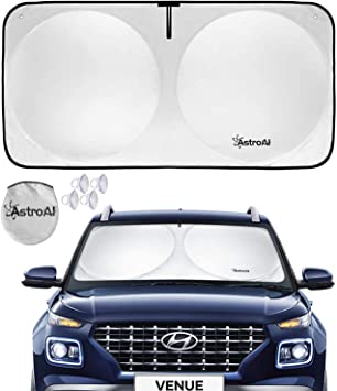 AstroAI Windshield Sun Shade, Foldable and Portable Car Front Window Sun Shade Blocks UV Light and Sun Rays - Protect and Cool Your Vehicle Interior (Large 66.98 x 35.46 inches)