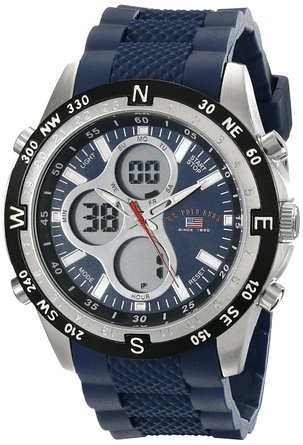 U.S. Polo Assn. Sport Men's US9137  Blue Silicone Analog Digital Sport Watch