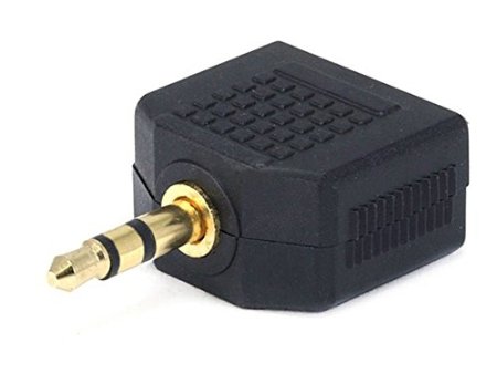 Monoprice 107204 3.5mm Stereo Plug to 2 x 3.5mm Stereo Jack Splitter Adaptor, Gold Plated