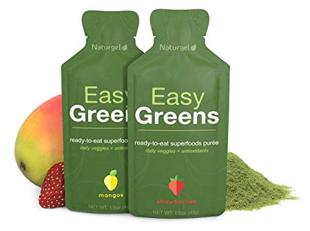 Naturgel Easy Greens, Variety 4-Pack - Amazing Greens Powder Mixed in Fruit Puree - Ready-to-Eat Daily Green Pre-Made Superfood