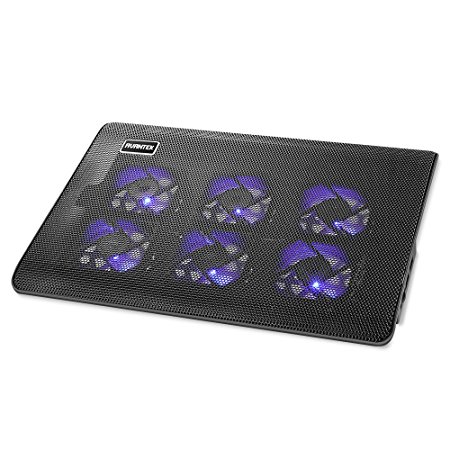 AVANTEK Laptop Cooling Pad with 6 Quiet Speed Adjustable Fans, Ultra Slim Portable with Dual USB Ports and LED Lights