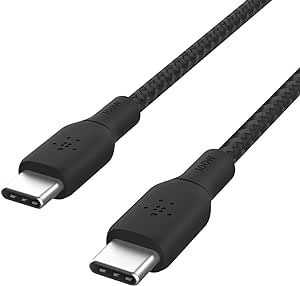 Belkin USB Type C to C Cable, 100W Power Delivery USB-IF Certified 2.0 Cable with Double Braided Nylon Exterior for iPad Pro, MacBook, Galaxy and More (CAB014bt2MBK)