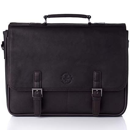 Hammer Anvil Pierce Colombian Vacquetta Leather 15.6" Laptop Briefcase Brown