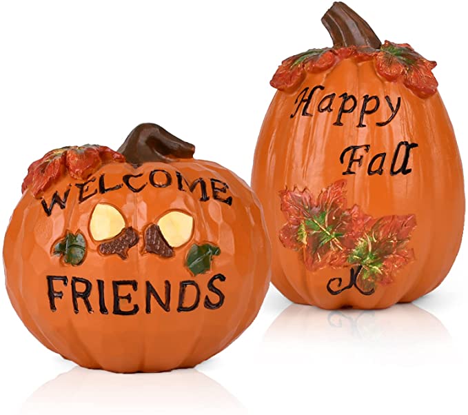 OEAGO Fall Decorations/ Decor for Home - 2PCS Inspirational Pumpkins Decoration -Thanksgiving/Fall/Autumn Harvest Table Top Home Country Indoor Decorative Props | Kitchen, Living Room