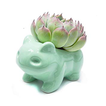 Binoster DIY Cartoon Flowerpot Cute Ceramic Art Pots Home Decorative Ceramic Art Vase Animal Shaped Green