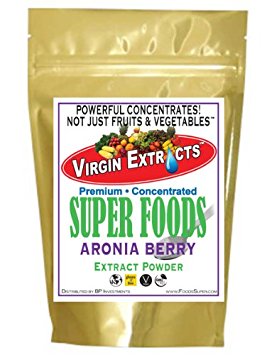 Virgin Extracts (TM) Pure Premium Organic Freeze Dried Aronia Berry Chokeberry 4:1 Extract Concentrate SuperFood Powder (4 x Stronger) 8oz Pouch