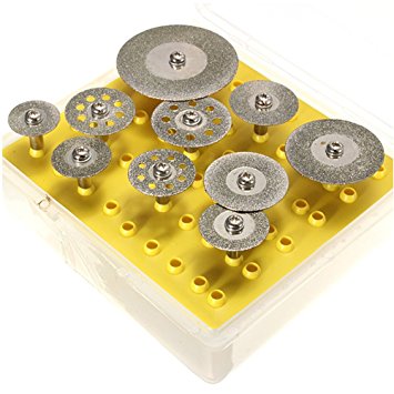 Lukcase 10PCS 1/8" Diamond Cutting Discs Cut-off Wheel Blades Set For Dremel Rotary Tool