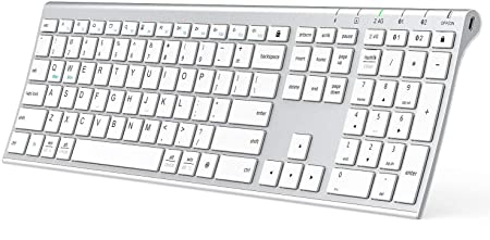 Bluetooth Keyboard for Mac, iClever DK03 Wireless Keyboard Multi-Device Keyboard, Dual Mode (Bluetooth 4.2   2.4G) Ultra-Slim Full-Size Keyboard for Mac, iPad, Apple, Android, Windows, Connect Up To 3 Devices, Sliver