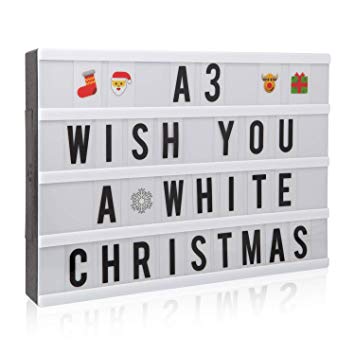 ME456 Cinematic Light Up Box with 150 Letters, Numbers and Emojis, A3 Size LED Message Cinema Sign for Home Decoration, Christmas Party, Wedding, Birthday-Ideal Christmas Gift Choice