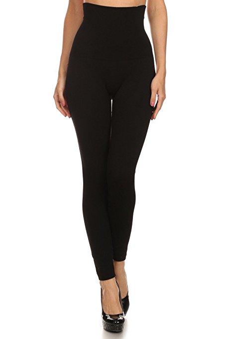 Women's High Waist Compression Top Leggings, French Terry Lining