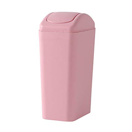 Topgalaxy.Z Mini Waste Can 8 Liter/2 Gallon Plastic Trash Can, Small Garbage Can with Swing Lid, Office Waste Bins (Pink)