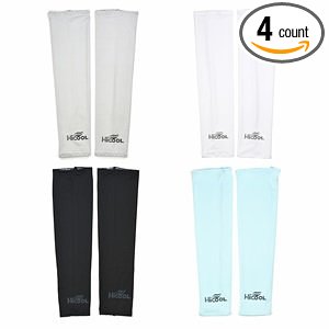 Cosmos Assorted Color UV Protection Cooler Arm Sleeves 4 Pairs for BikeHikingGolf BlackWhiteGrayampLight Blue Color