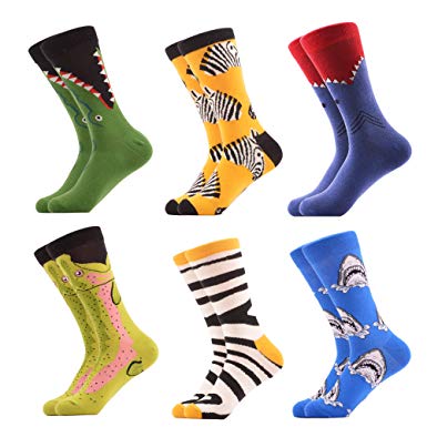 WeciBor Men's Colorful Novelty Patterned Casual Crew Socks Packs