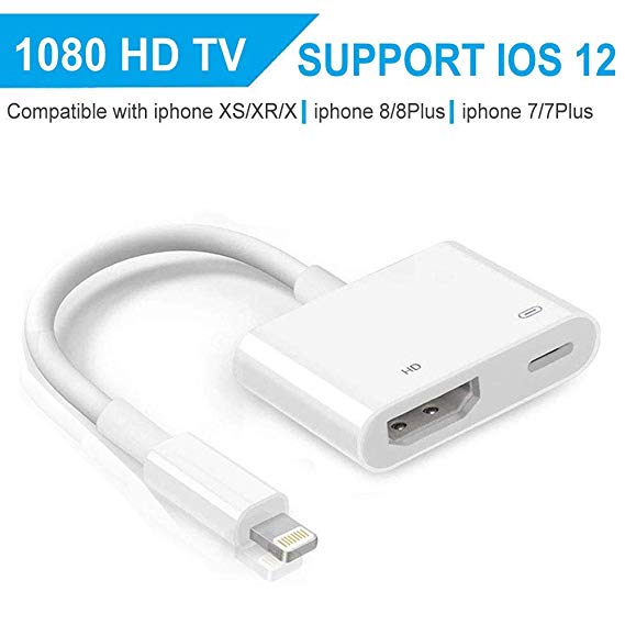 Digital HDMI Adapter,2019 Updated HD 1080P Digital AV Adapter Converter for TV Monitor Projector Compatible with Phone Pad and Pod Models