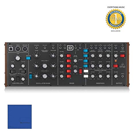 Behringer MODEL D Eurorack-sized Analog Monosynth Module with Microfiber and 1 Year Everything Music Extended Warranty