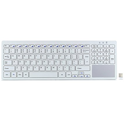 FENIFOX Wireless Keyboard with Multi-Touch Touchpad Whisper-Quiet Typing and Ultra Slim Compact for PC Tablet Windows (White)