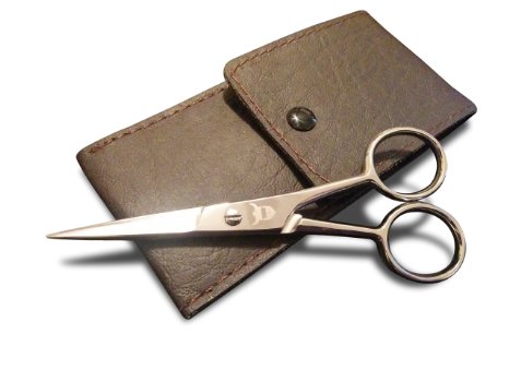 Beard & Mustache Scissors from Striking Viking - Steel Scissors for Beards and Mustaches. Includes Synthetic Leather Case for Travel and Storage.