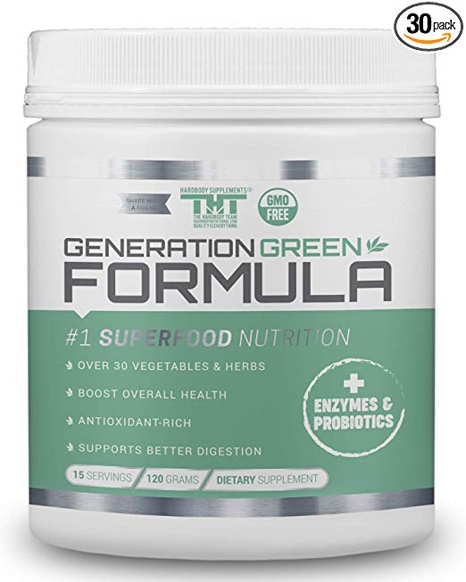 Generation Greens Powder | Best Organic Superfood Green Powder | 60 Powerful Super Foods (Spirulina,Chlorella, Wheat Grass), Probiotics, Enzymes |GMO Free
