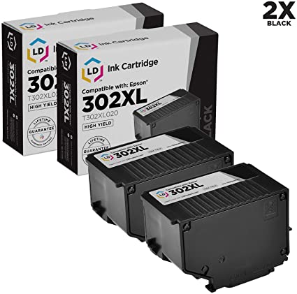 LD Remanufactured Ink Cartridge Replacements for Epson 302XL T302XL020 High Yield (Black, 2-Pack)