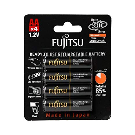 Fujitsu AA NiMH 2450mAh Pre-Charged Rechargeable Battery Pack of - HR-3UTHCEX(4B)