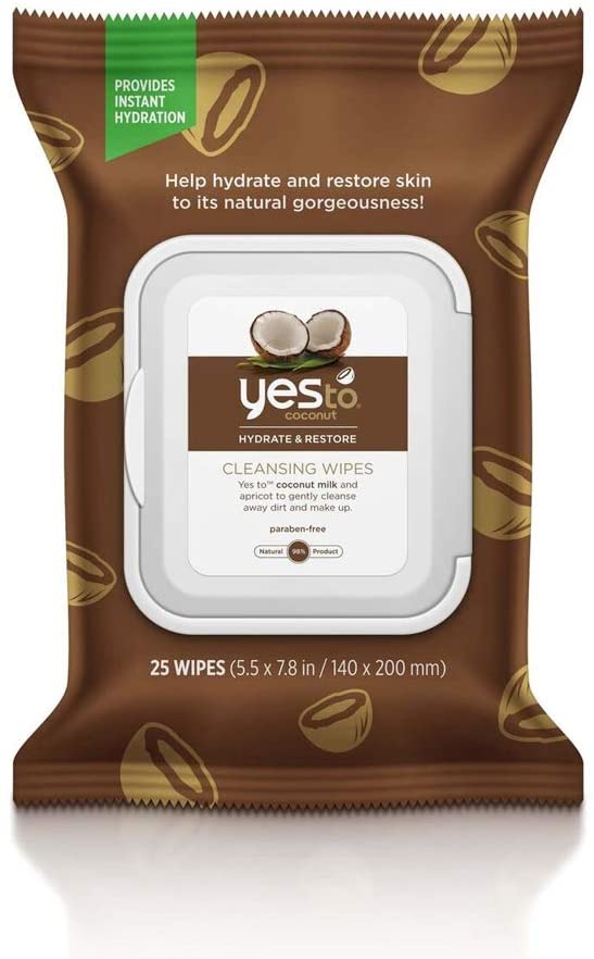 Yes To Coconuts Ultra Hydrating Cleansing Facial Wipes (30 Count) – Facial Wipes for Dry Skin, Gentle, Coconut Water, Coconut Oil & Fruit Extracts