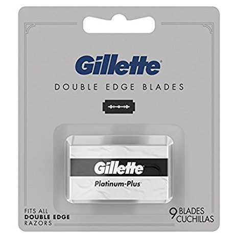 Gillette Double Edge Platinum Plus Men's Razor Blade, 9 Count, Mens Razors / Blades