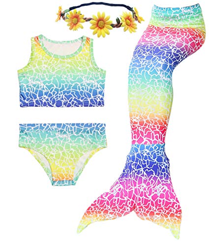 2019 3 Pcs Mermaid Costume for Girls Bathing Swimsuit Swimwear Princess Sea-Maid Bikini Set