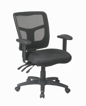 Office Star High Back ProGrid Back FreeFlex Seat with Adjustable Arms and Dual Function, Black Managers Chair