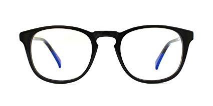 Pixel Eyewear Designer Computer Glasses with Anti-Blue Light Filer, UV Protection, Full Rim, Acetate Frame Black Color - Capra Style