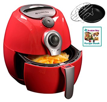 Avalon Bay AirFryer with Rapid Air Circulation Technology, Large 3.2L Capacity, Temperature up to 400 Degrees, Oil-Less Healthy Air Fryer, Red, AB-Airfryer100R