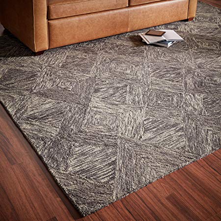 Rivet Motion Modern Patterned Wool Area Rug, 8' x 10' 6", Charcoal