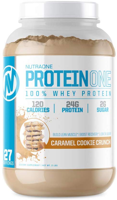 ProteinOne Whey Protein Powder by NutraOne – Non-GMO and Amino Acid Free Protein Powder (Caramel Cookie Crunch - 2 lbs.)